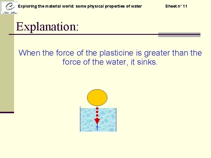 Exploring the material world: some physical properties of water Sheet n° 11 Explanation: When