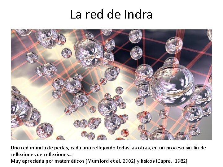 La red de Indra Una red infinita de perlas, cada una reflejando todas las