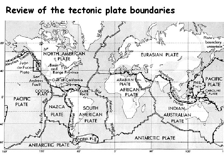 Review of the tectonic plate boundaries 