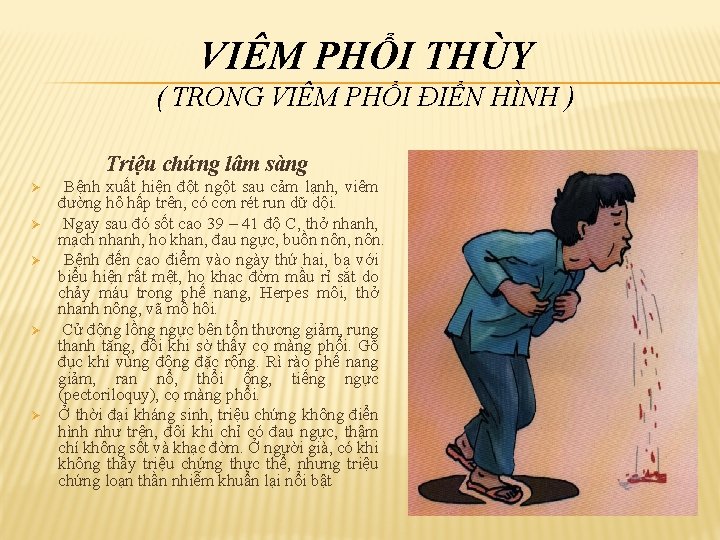 VIÊM PHỔI THÙY ( TRONG VIÊM PHỔI ĐIỂN HÌNH ) Triệu chứng lâm sàng