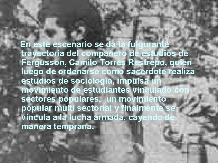 En este escenario se da la fulgurante trayectoria del compañero de estudios de Fergusson, En este escenario se da la fulgurante trayectoria del compañero de estudios de Fergusson,