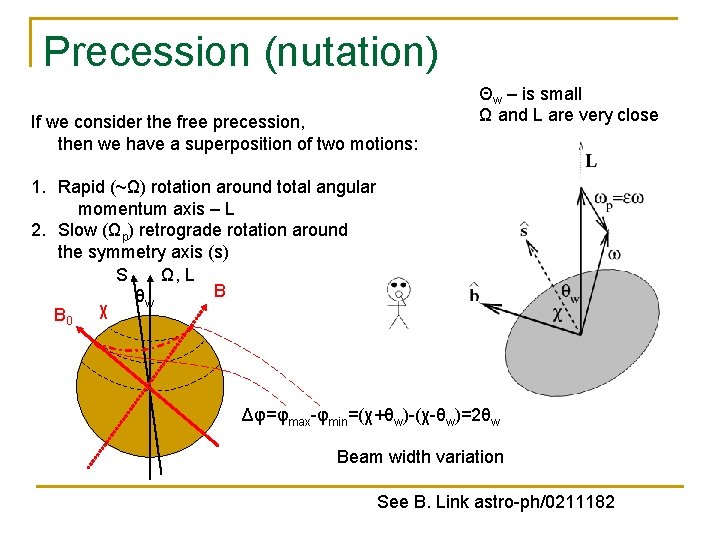 Precession (nutation) If we consider the free precession, then we have a superposition of