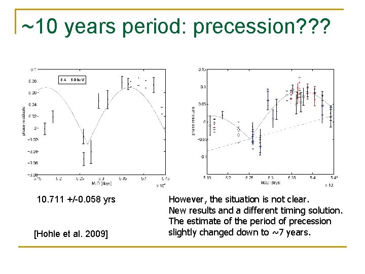 ~10 years period: precession? ? ? 10. 711 +/-0. 058 yrs [Hohle et al.