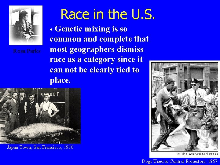 Race in the U. S. Genetic mixing is so common and complete that most