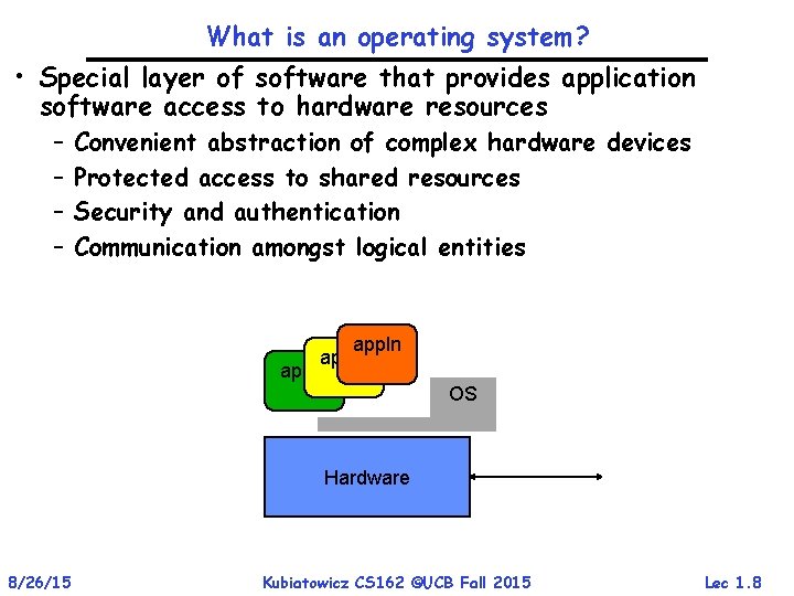 What is an operating system? • Special layer of software that provides application software