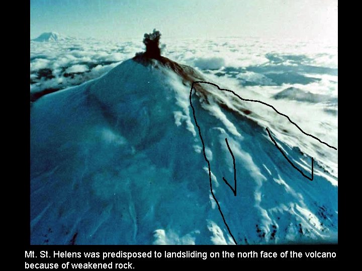 Mt. St. Helens was predisposed to landsliding on the north face of the volcano