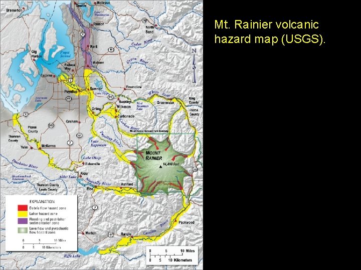 Mt. Rainier volcanic hazard map (USGS). 