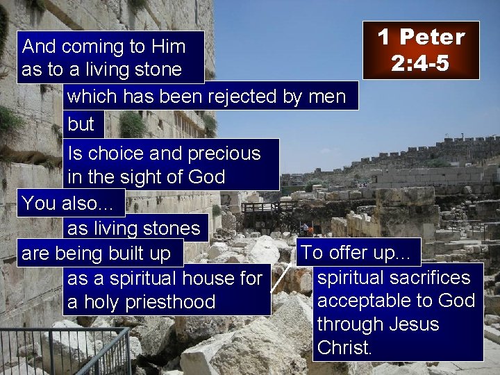 1 Peter And coming to Him 2: 4 -5 as to a living stone
