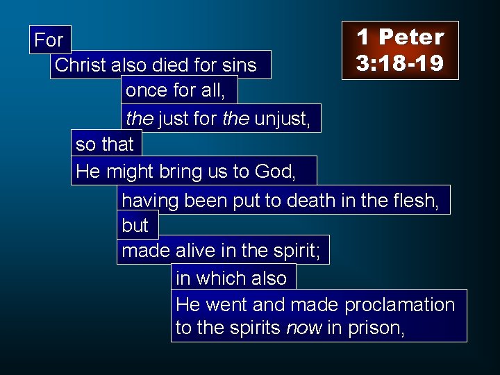For Christ also died for sins once for all, the just for the unjust,