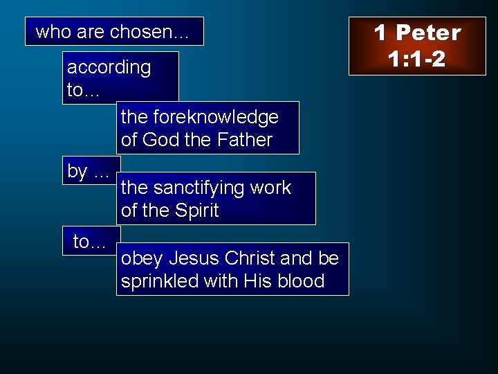 who are chosen… according to… the foreknowledge of God the Father by … to…