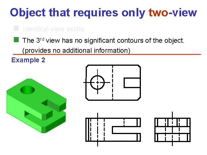 Object that requires only two-view Identical view exists. The 3 rd view has no