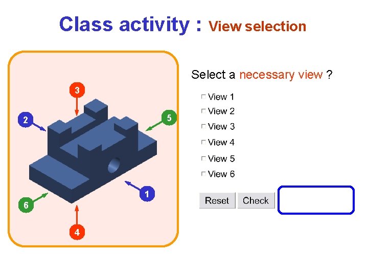 Class activity : View selection Select a necessary view ? 3 5 2 1