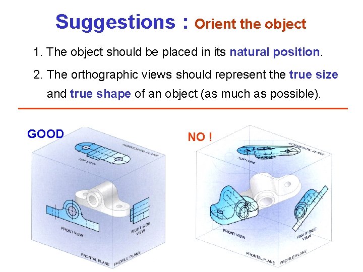 Suggestions : Orient the object 1. The object should be placed in its natural