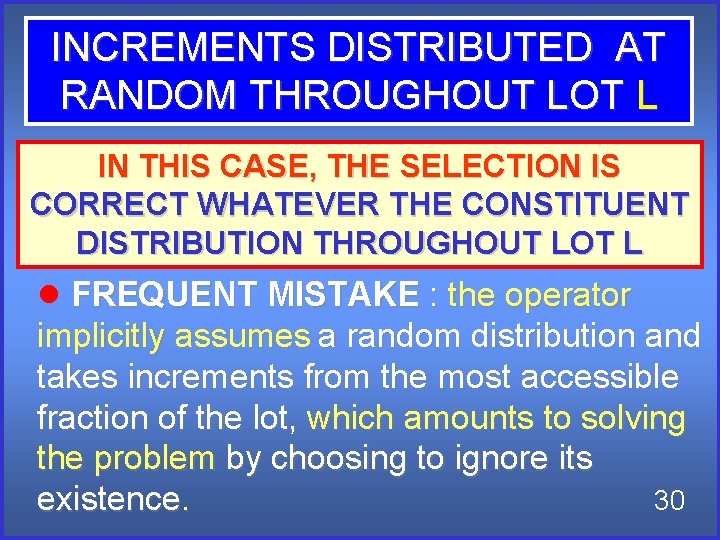INCREMENTS DISTRIBUTED AT RANDOM THROUGHOUT LOT L IN THIS CASE, THE SELECTION IS CORRECT INCREMENTS DISTRIBUTED AT RANDOM THROUGHOUT LOT L IN THIS CASE, THE SELECTION IS CORRECT