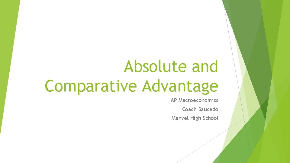 Absolute and Comparative Advantage AP Macroeconomics Coach Saucedo Manvel High School 