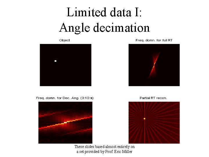 Limited data I: Angle decimation These slides based almost entirely on a set provided