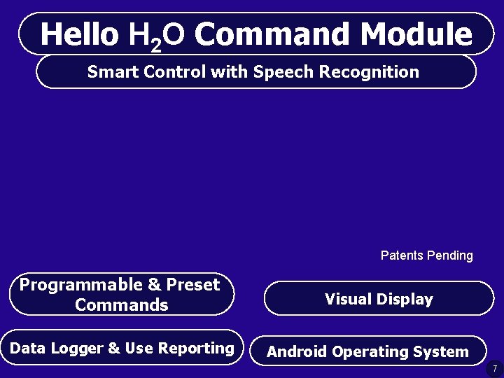 Hello H 2 O Command Module Smart Control with Speech Recognition Patents Pending Programmable