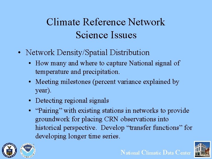 Climate Reference Network Science Issues Network DensitySpatial ...