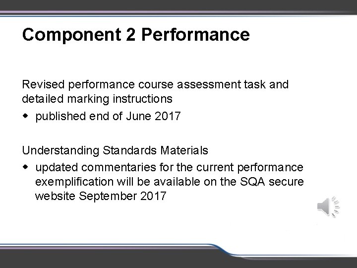 Component 2 Performance Revised performance course assessment task and detailed marking instructions w published