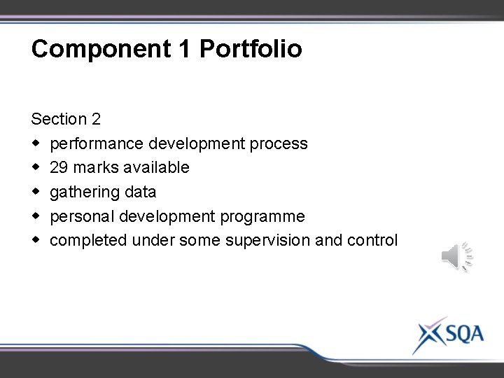 Component 1 Portfolio Section 2 w performance development process w 29 marks available w