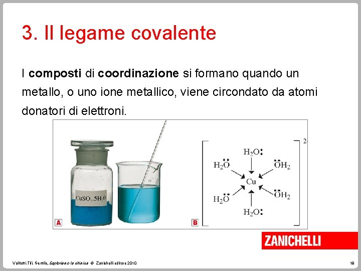 3. Il legame covalente I composti di coordinazione si formano quando un metallo, o