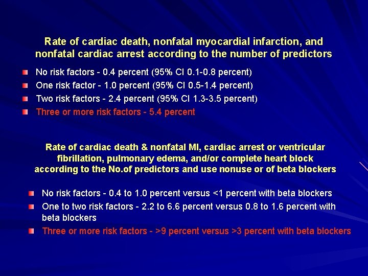 Rate of cardiac death, nonfatal myocardial infarction, and nonfatal cardiac arrest according to the