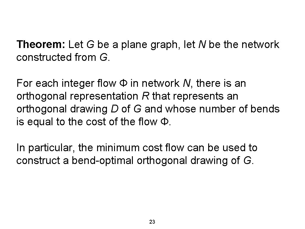 Theorem: Let G be a plane graph, let N be the network constructed from