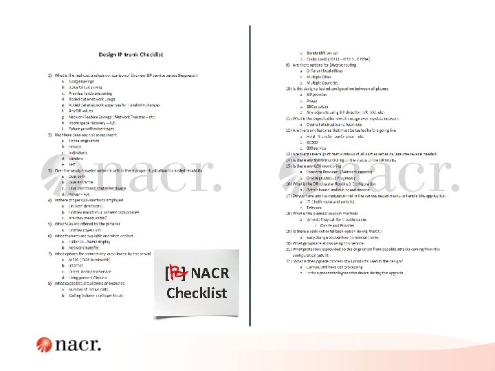 [P ] NACR Checklist 