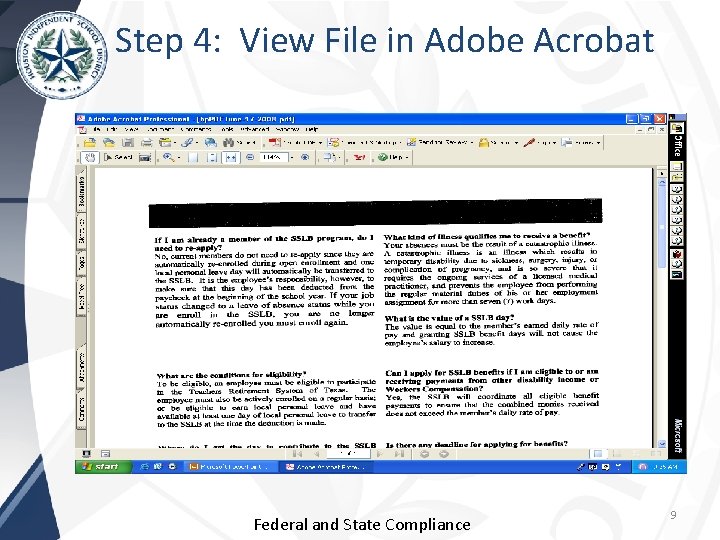 Step 4: View File in Adobe Acrobat Federal and State Compliance 9 