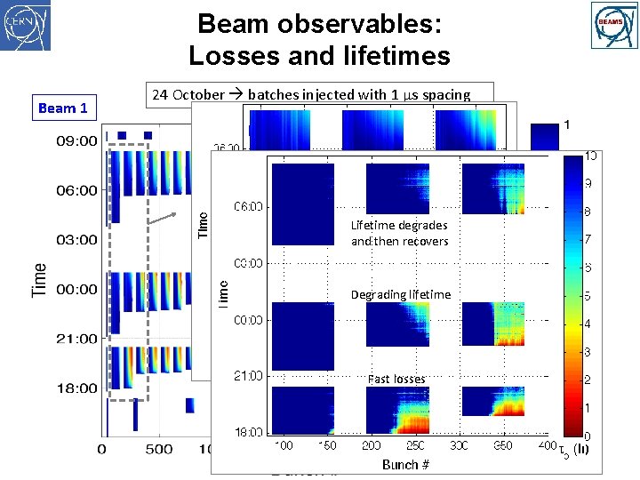 Beam observables: Losses and lifetimes Beam 1 24 October batches injected with 1 ms