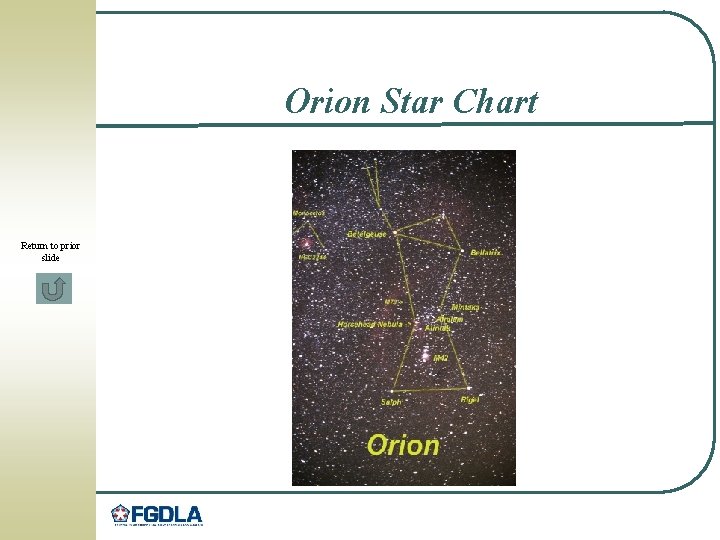 Orion Star Chart Return to prior slide 