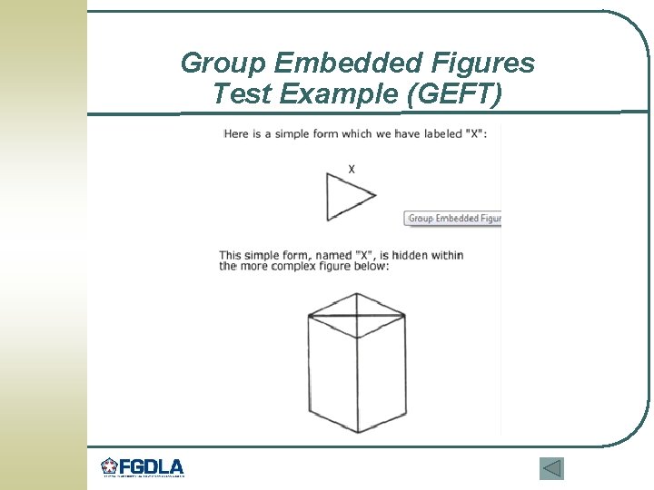 Group Embedded Figures Test Example (GEFT) 
