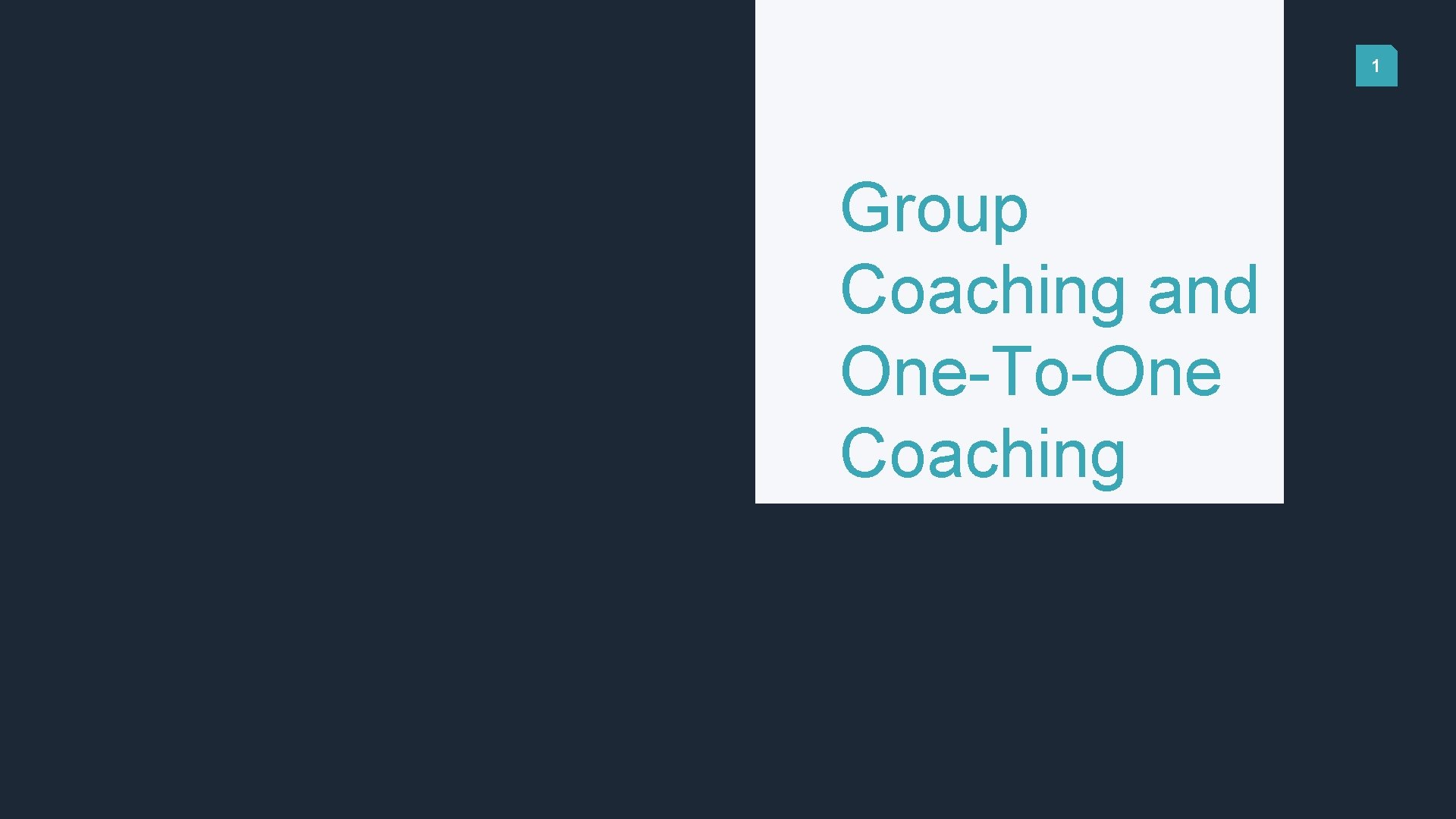 1 Group Coaching and One-To-One Coaching 