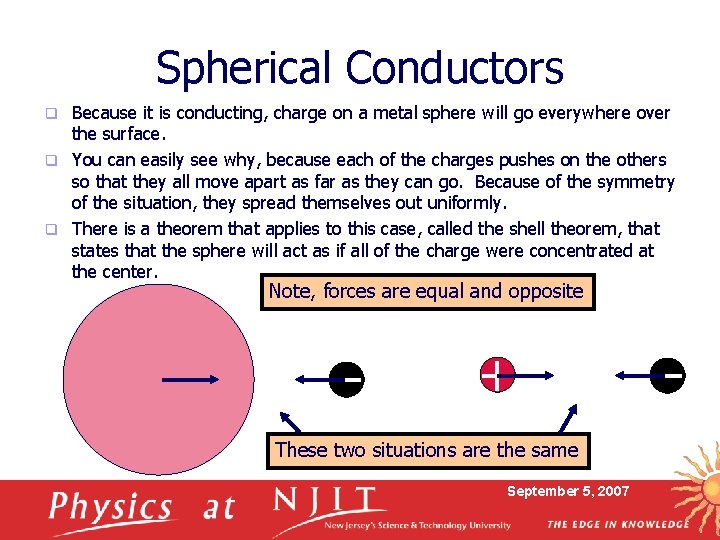 Spherical Conductors Because it is conducting, charge on a metal sphere will go everywhere