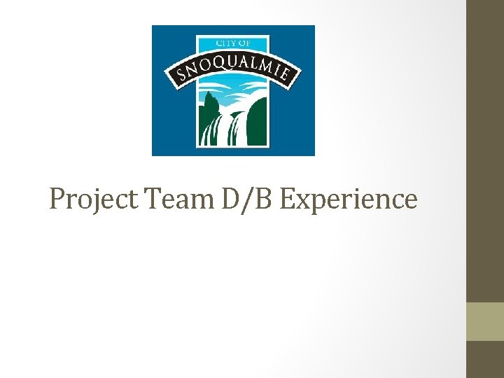 Project Team D/B Experience 