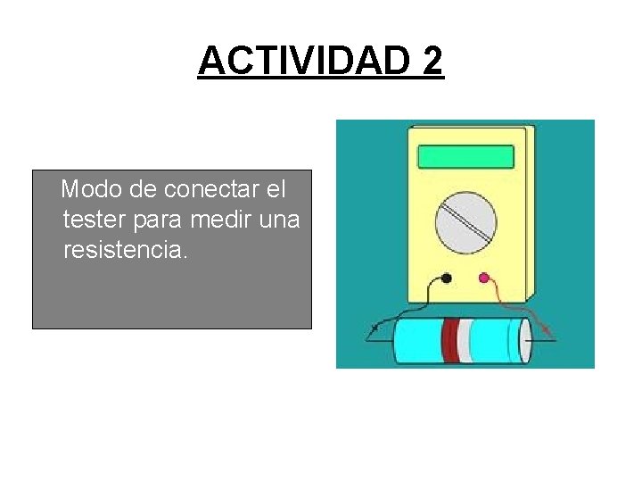 ACTIVIDAD 2 Modo de conectar el tester para medir una resistencia. 