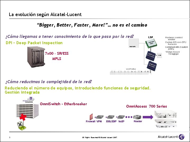 La evolución según Alcatel-Lucent “Bigger, Better, Faster, More!”… no es el camino ¿Cómo llegamos