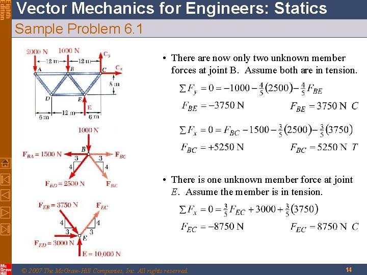 Eighth Edition Vector Mechanics for Engineers: Statics Sample Problem 6. 1 • There are