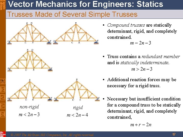 Eighth Edition Vector Mechanics for Engineers: Statics Trusses Made of Several Simple Trusses •