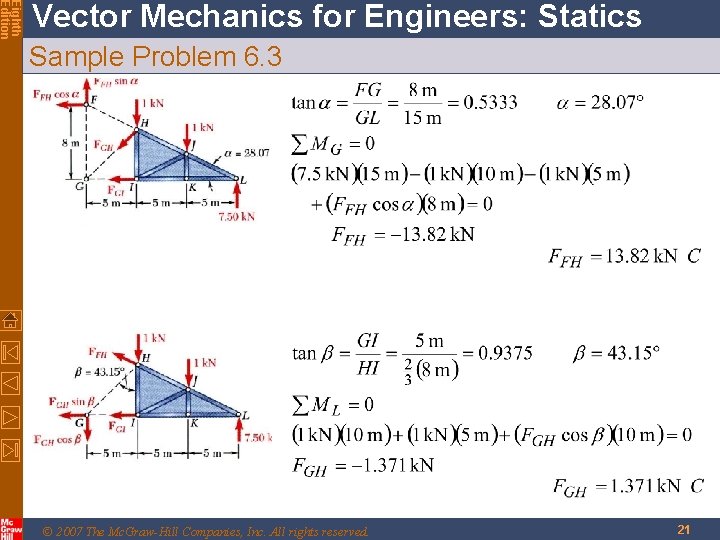 Eighth Edition Vector Mechanics for Engineers: Statics Sample Problem 6. 3 © 2007 The