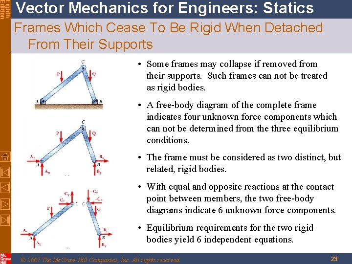 Eighth Edition Vector Mechanics for Engineers: Statics Frames Which Cease To Be Rigid When