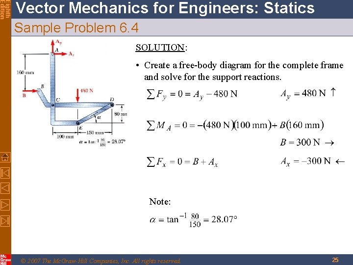Eighth Edition Vector Mechanics for Engineers: Statics Sample Problem 6. 4 SOLUTION: • Create