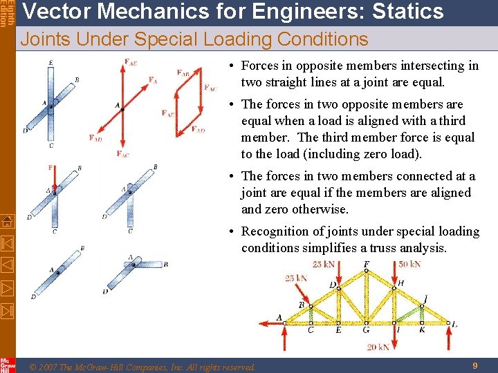 Eighth Edition Vector Mechanics for Engineers: Statics Joints Under Special Loading Conditions • Forces