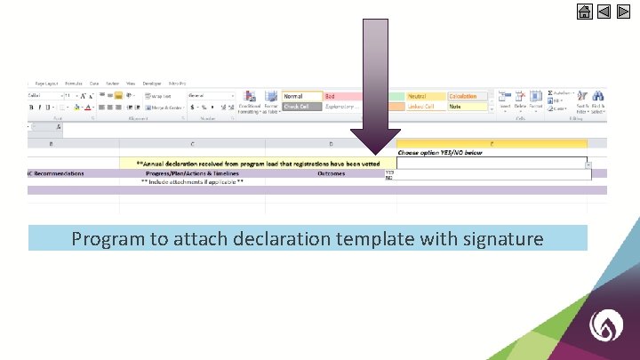 Program to attach declaration template with signature 