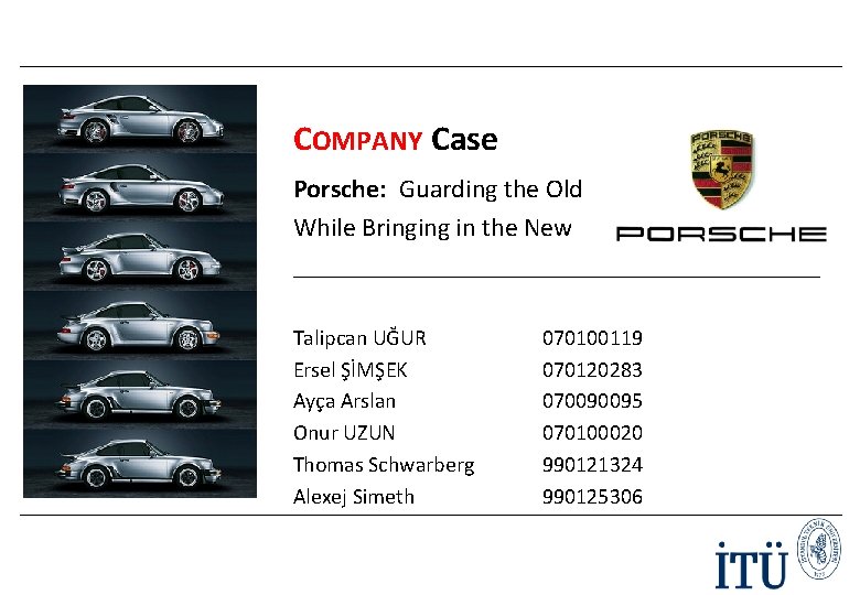 COMPANY Case Porsche: Guarding the Old While Bringing in the New ____________________ Talipcan UĞUR