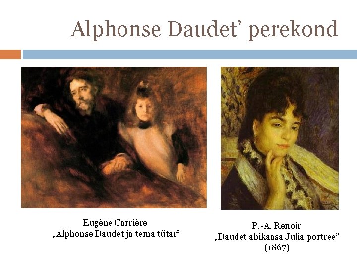 Alphonse Daudet’ perekond Eugène Carrière „Alphonse Daudet ja tema tütar” P. -A. Renoir „Daudet