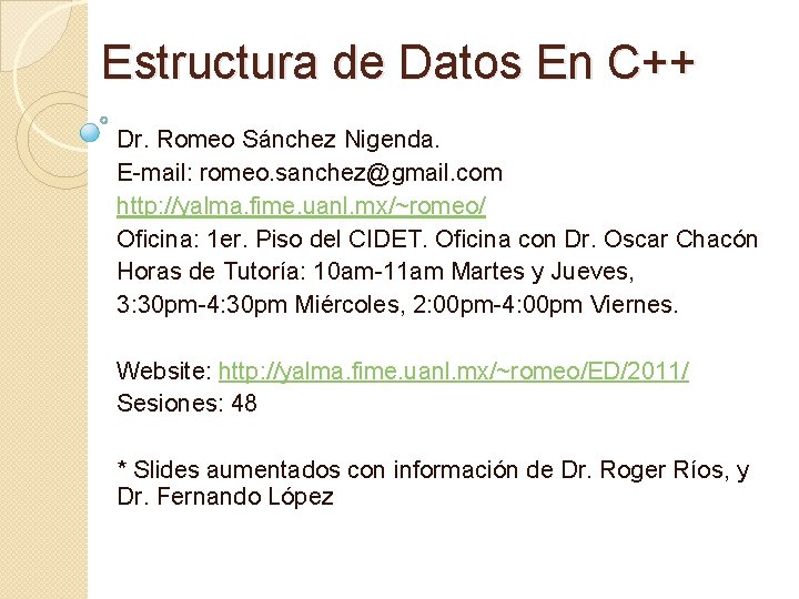 Estructura de Datos En C Dr Romeo Snchez