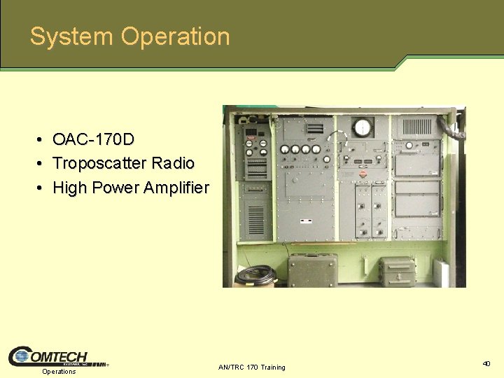 System Operation • • • OAC 170 D Troposcatter Radio High Power Amplifier Operations