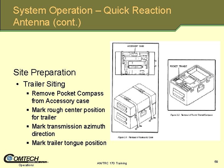 System Operation – Quick Reaction Antenna (cont. ) Site Preparation • Trailer Siting §