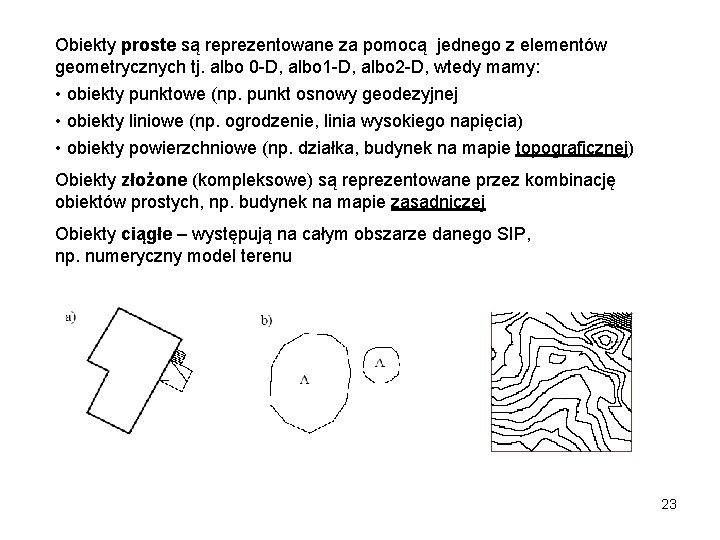 Obiekty proste są reprezentowane za pomocą jednego z elementów geometrycznych tj. albo 0 -D,